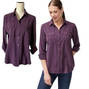Chico's Purple Button-Front Utility Shirt